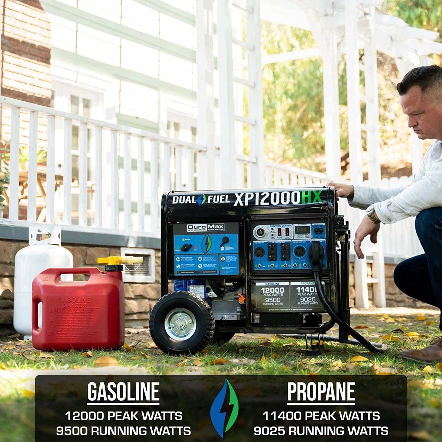 DuroMax 12,000-W Portable Hybrid Dual Fuel Electric Start Generator w/ CO Sensor