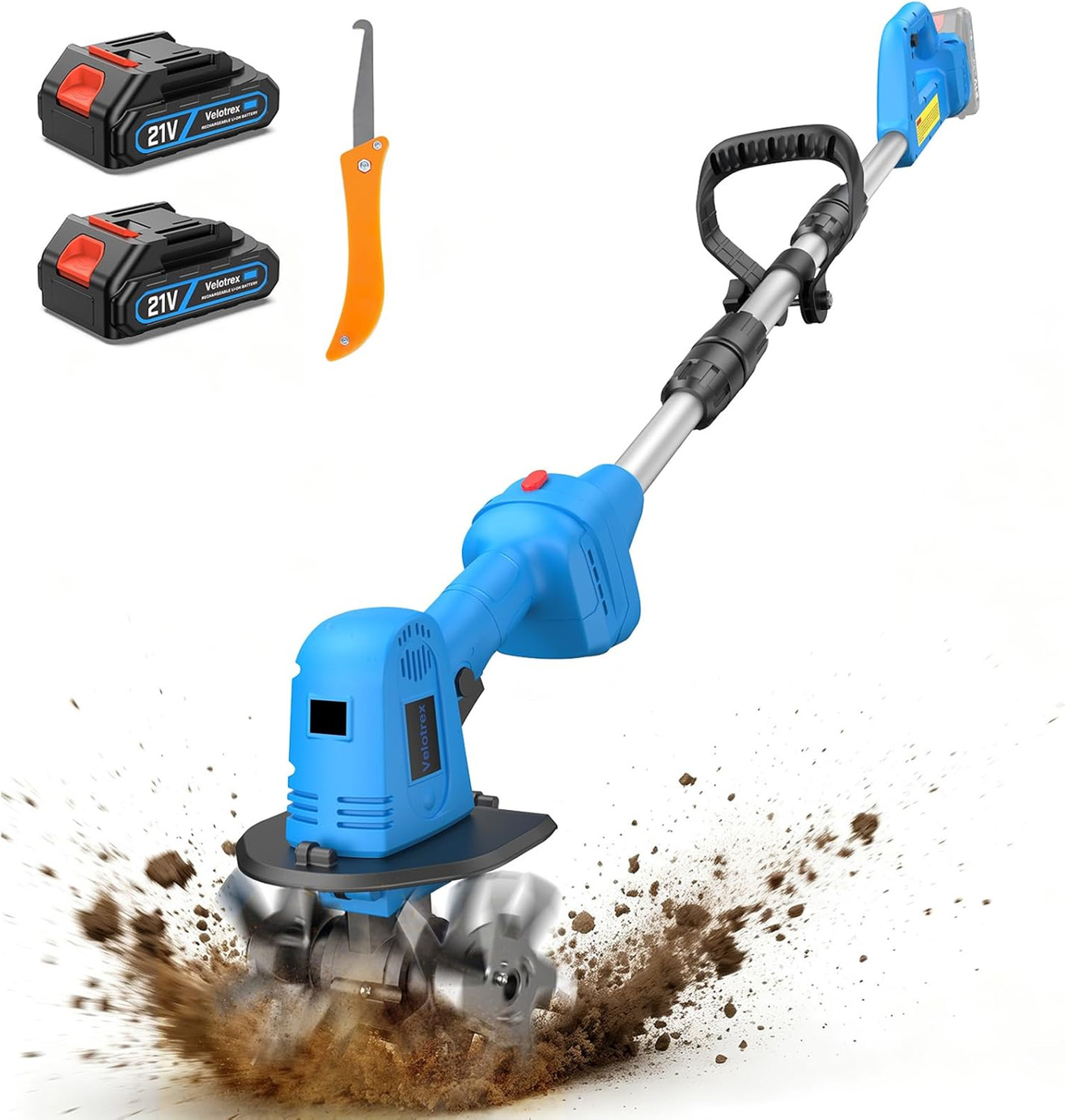 Cordless Mini Garden Tiller with Steel Tines 20V Battery Powered Rototiller for