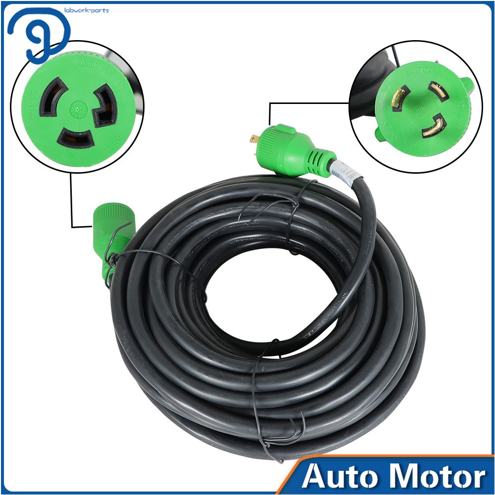 3 Prong 30 A Adapter Plug Generator Extension Cord 10-100 Ft NEMA L5-30P/L5-30R