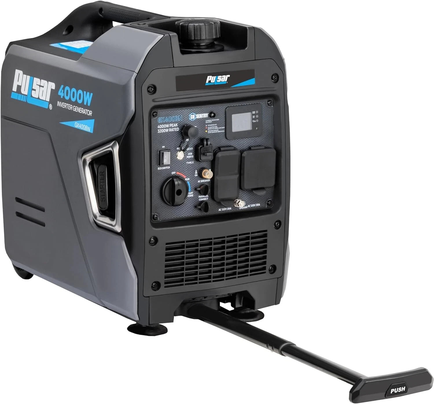 Pulsar Dual Fuel Gas Propane 4000 Watt Inverter Generator with CO Alert RV Ready
