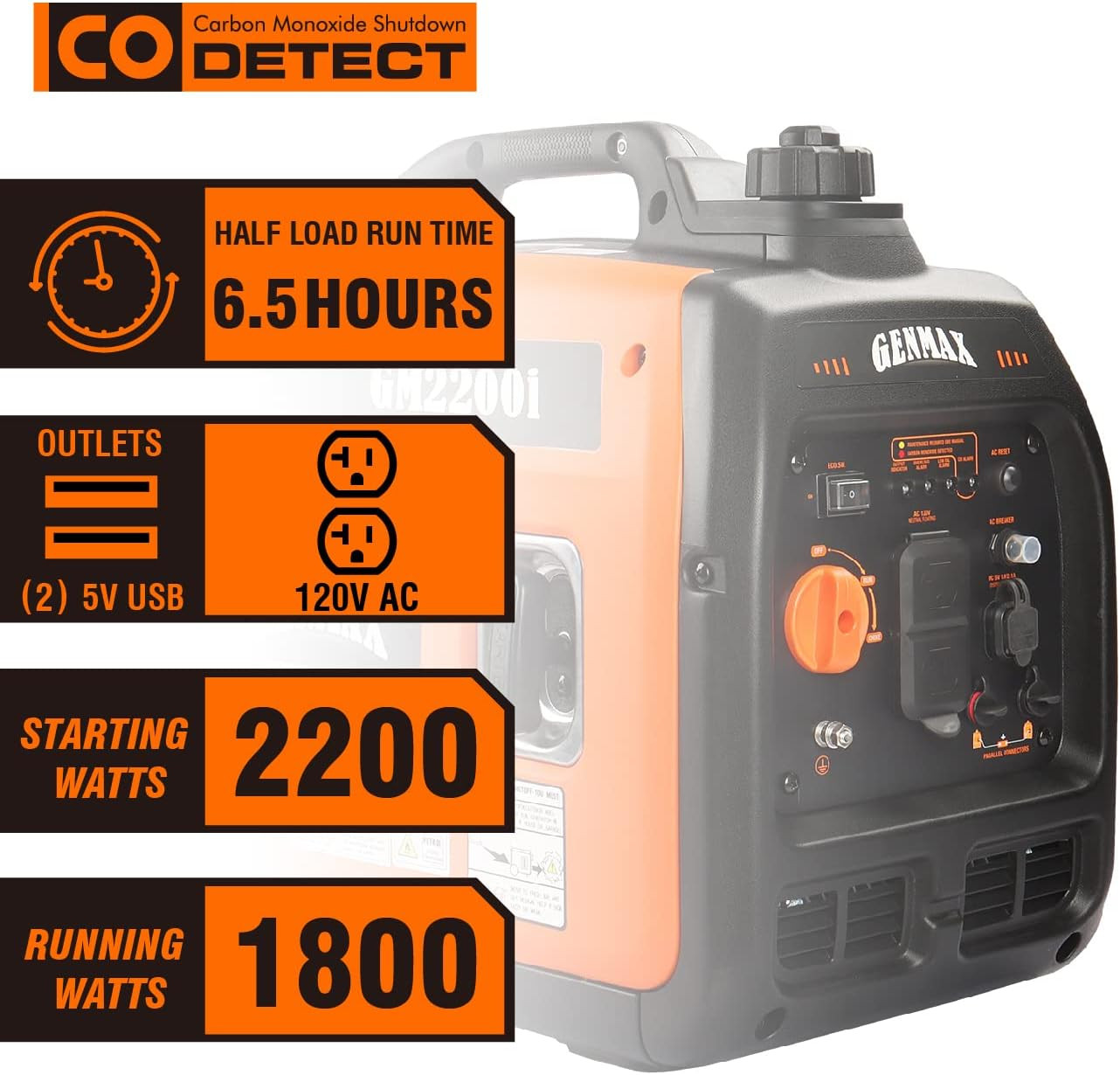 Generator，Epa Compliant, Eco-Mode Feature, Ultra Lightweight for Backup Home Use