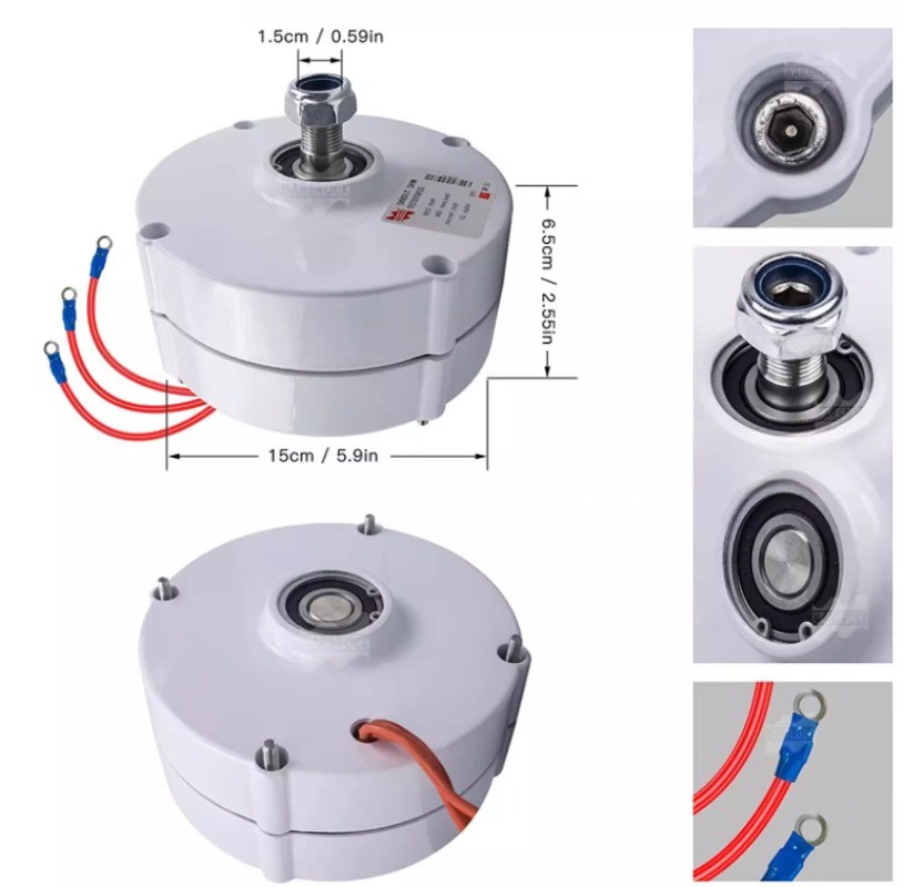 100W, 200W, 12V, 24V Permanent Magnet Three-Phase Brushless AC Generator