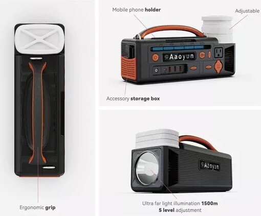 Aaoyun Portable Power Station 300W, 296Wh Battery Back-Up for Outdoor Indoor Use