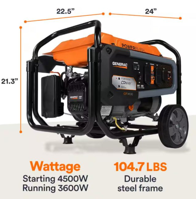 GP6500-Watt 8125 Gasoline Powered Portable Generator with COSense Reconditioned