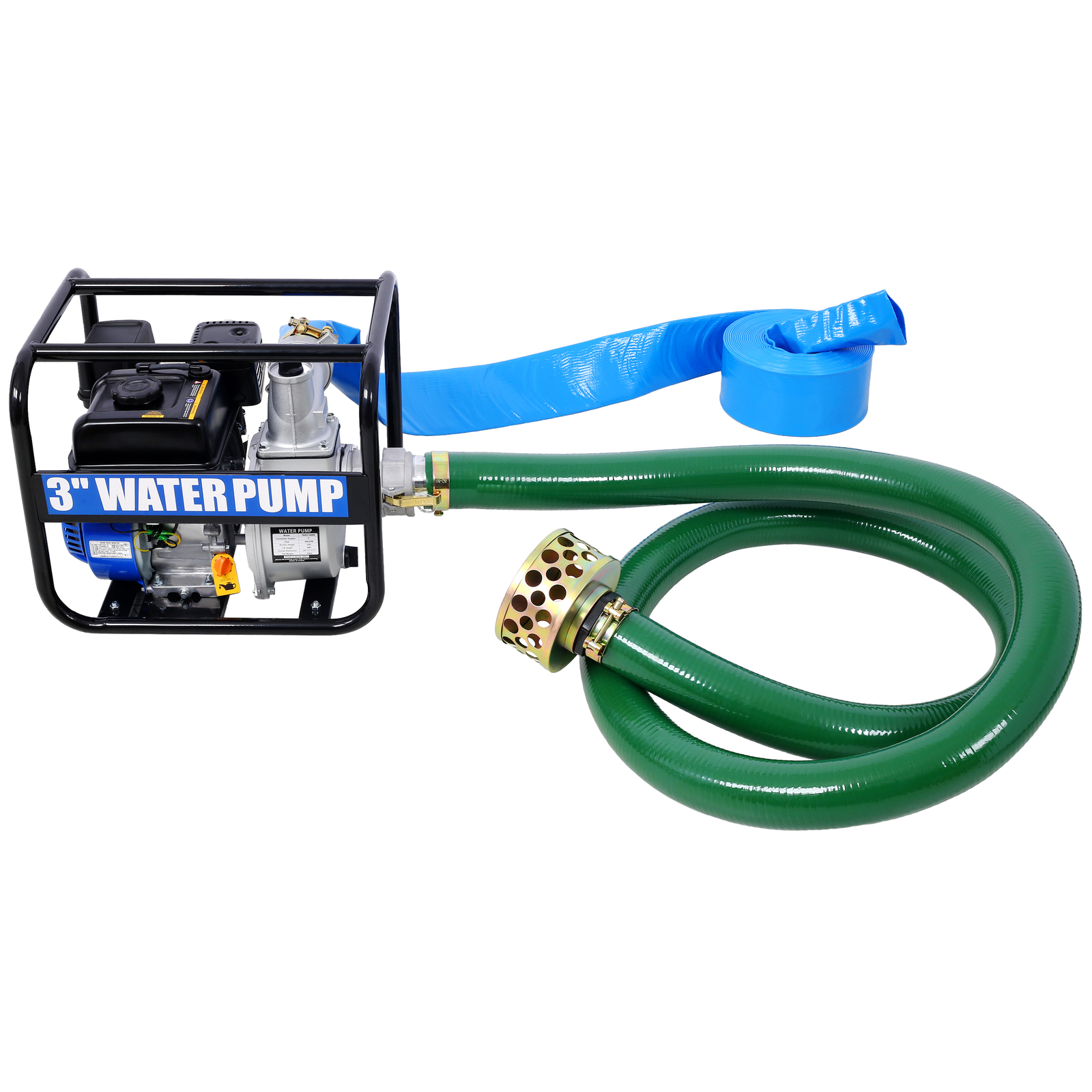 Gas Powered Semi Trash Pump 209cc 7HP 4 Stroke OHV Engine Discharge&Suction Hose