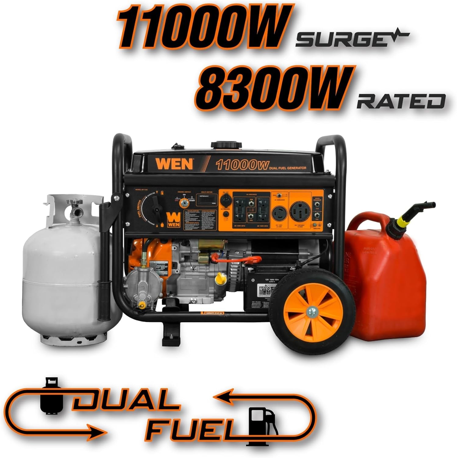 WEN 11,000-W Portable Dual Fuel Powered Generator with Electric Start, CO Sensor