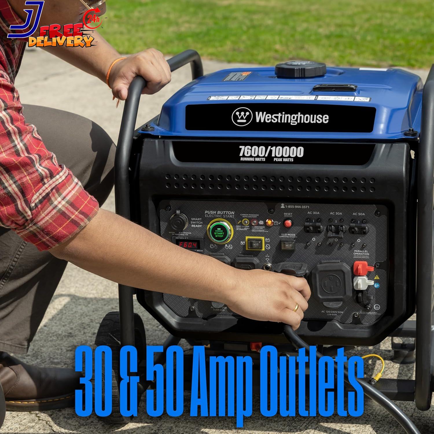 10000 Peak Watt Portable Open Frame Inverter Generator Remote Electric Start