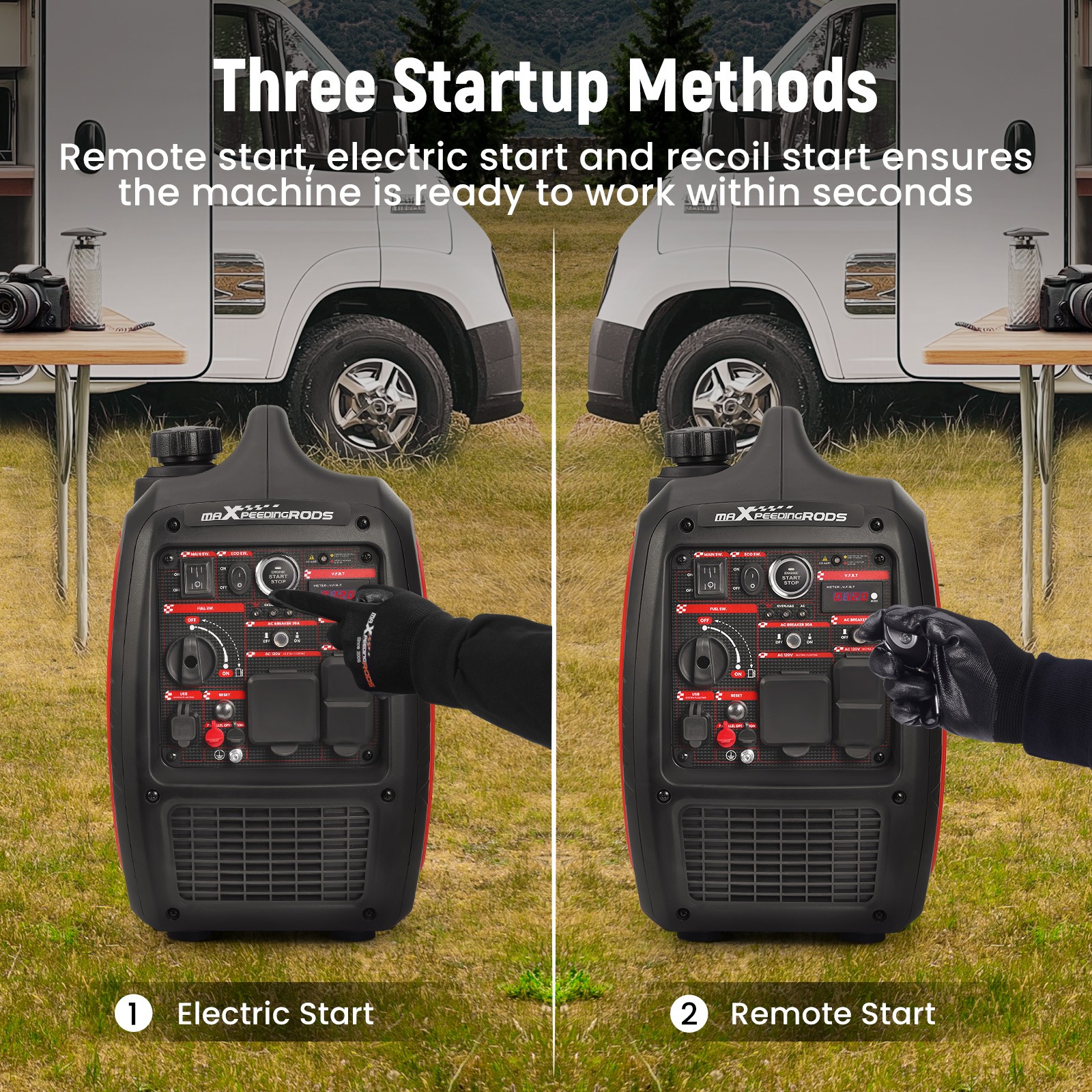 4800/3800W Generator Gas Power Electric Remote Start CO Alert Digital Display