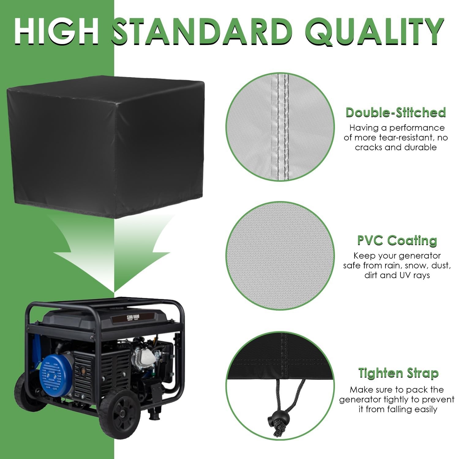 Outdoor Waterproof Generator Cover for WGen2000/3600/5500/7500/9500, Black