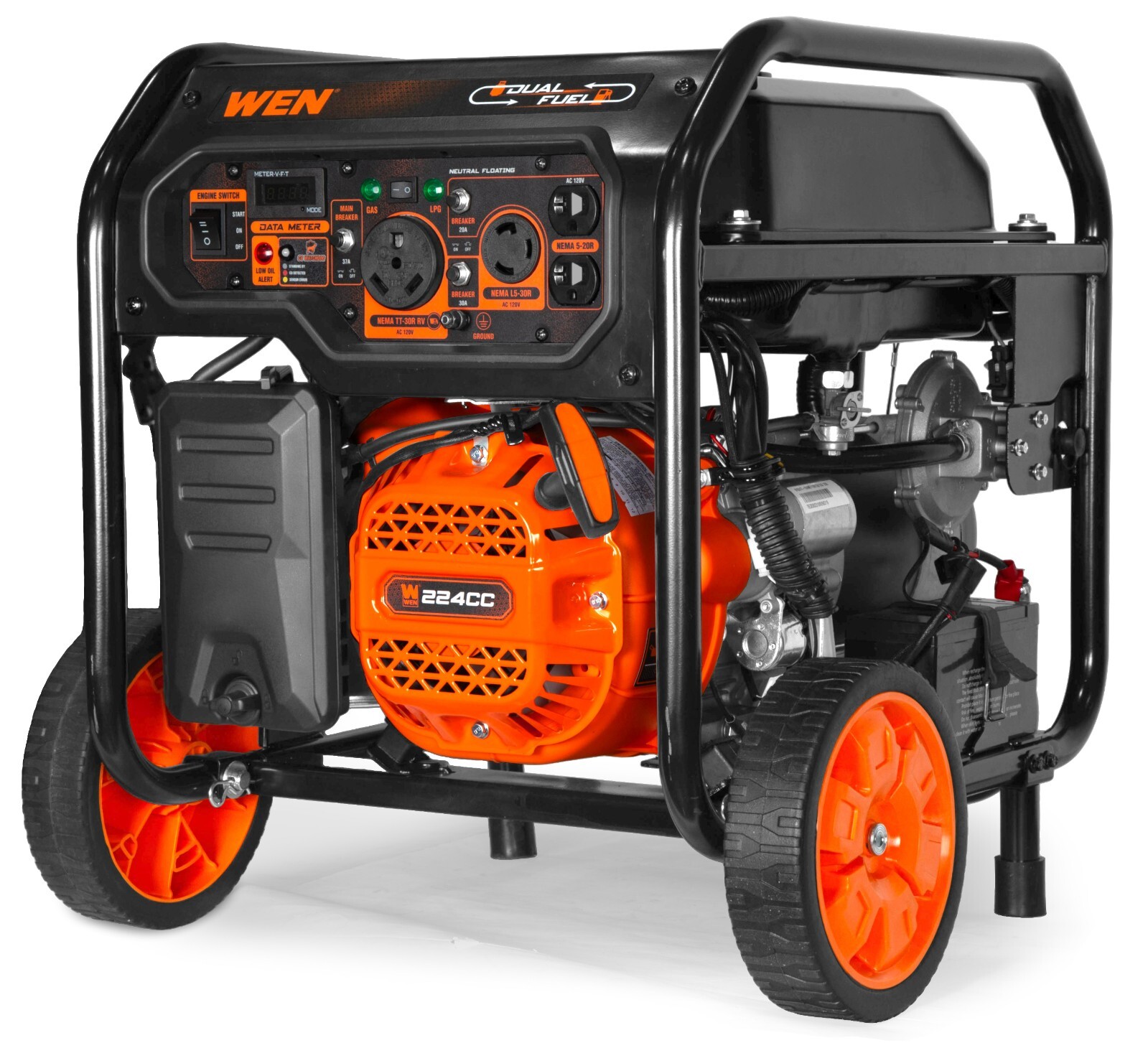 WEN DF5600X 5600W Dual Fuel Portable Generator, 224cc Electric Start, CO Sensor