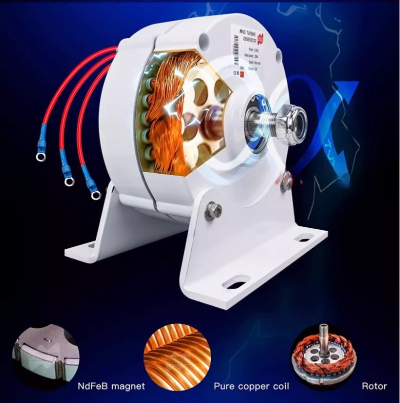 100W, 200W, 12V, 24V Permanent Magnet Three-Phase Brushless AC Generator