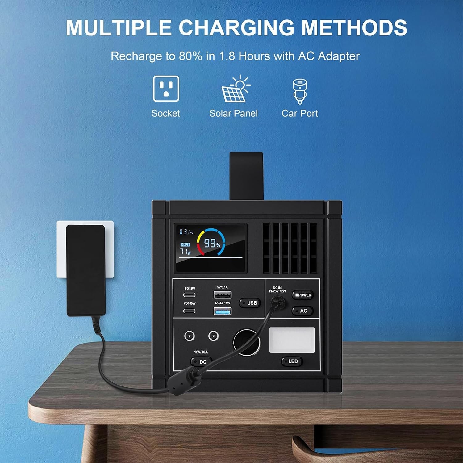 ✅ Portable Power Station Pure Sine Wave 288Wh LiFePO4 Battery Generator
