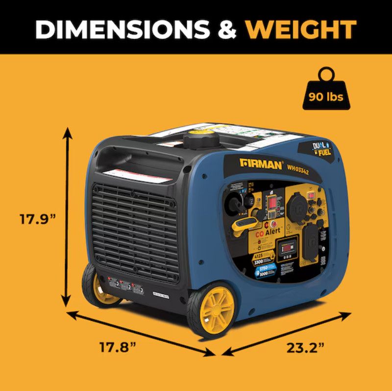 Firman WH03342 4125W Dual Fuel Inverter Generator RV Ready Free Shipping