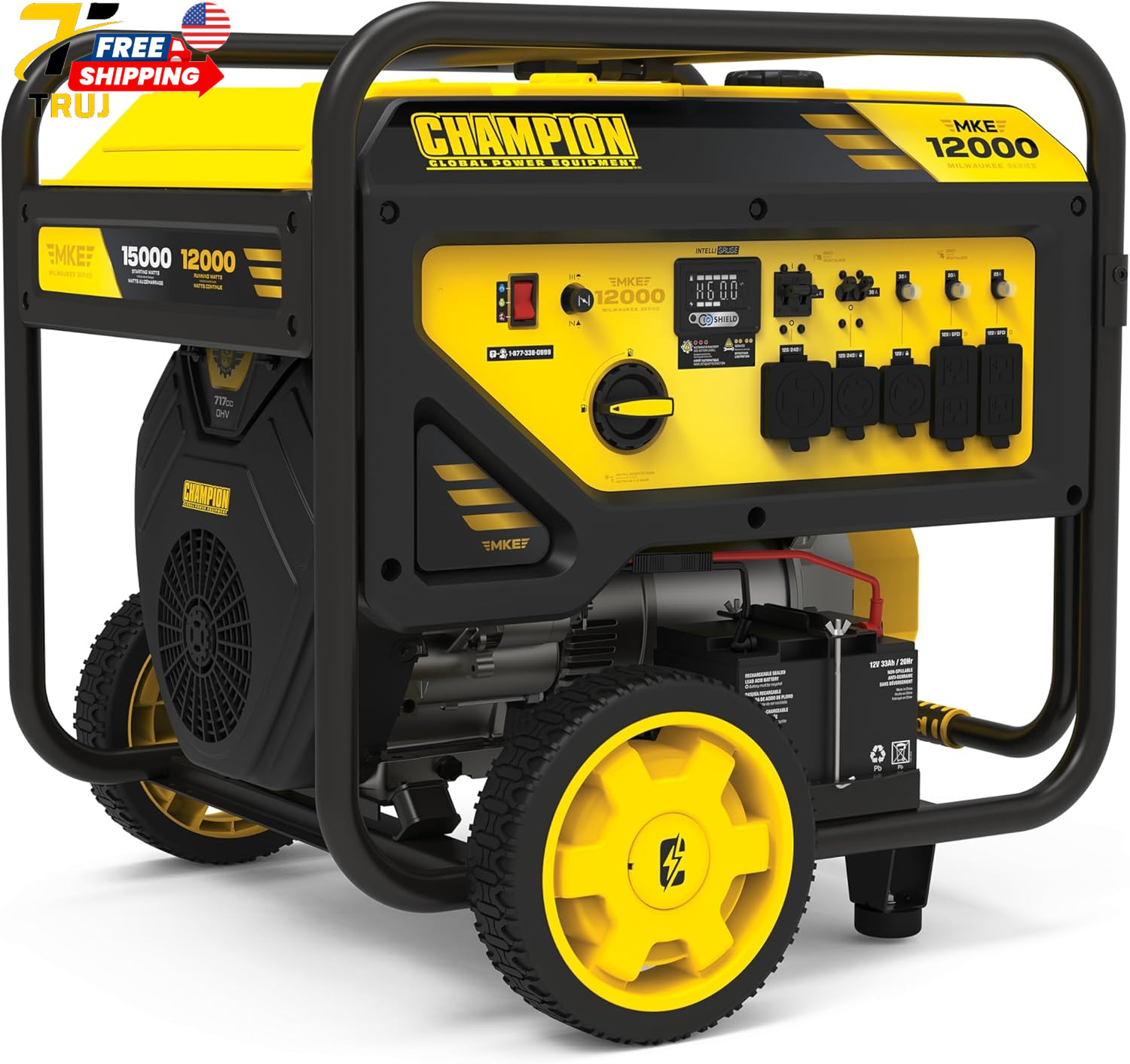 15000-Watt MKE Series Portable Generator with Electric Start and CO Shield