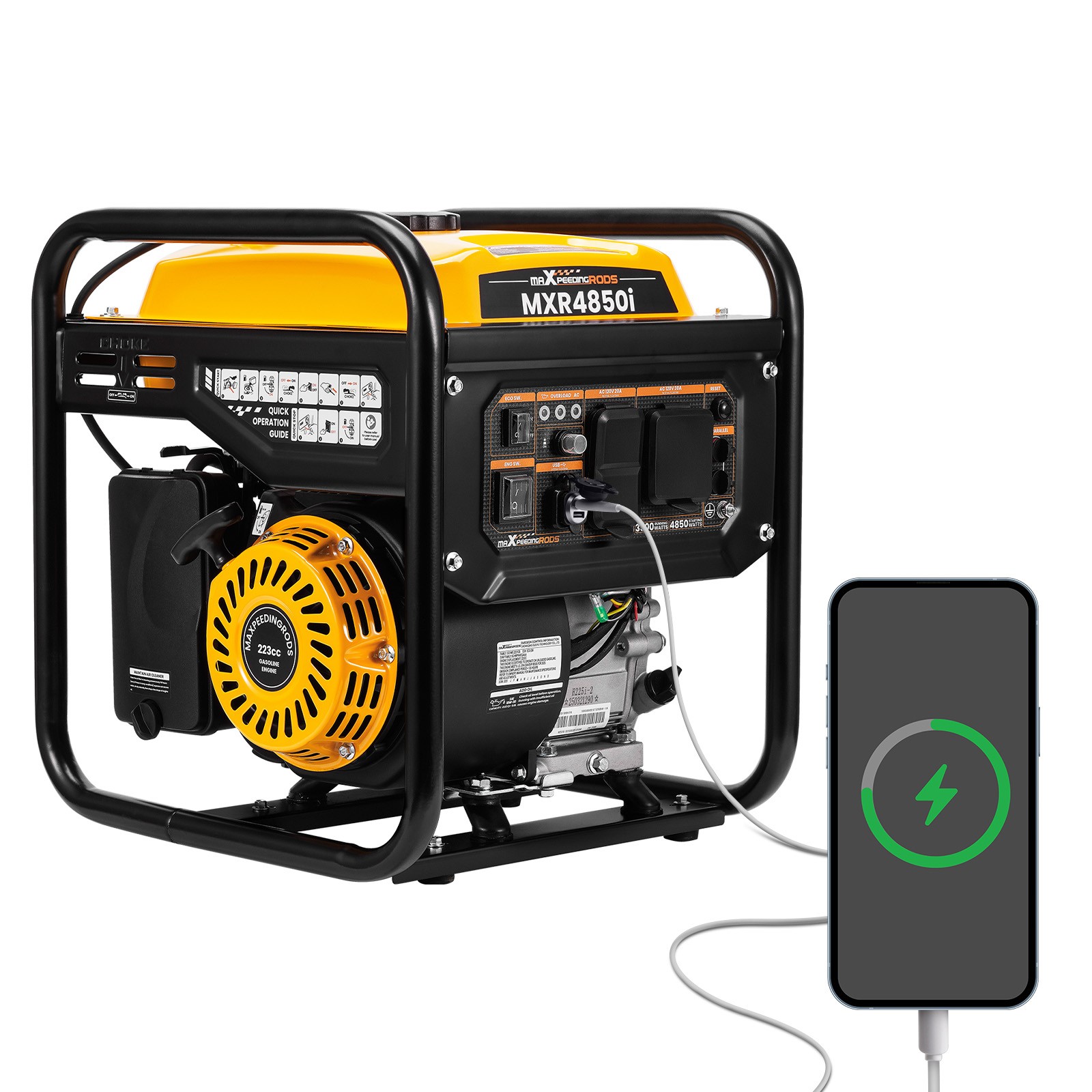 4850W Peak 3500W Rated Portable Generator with Low Oil Alert Parallel Ready