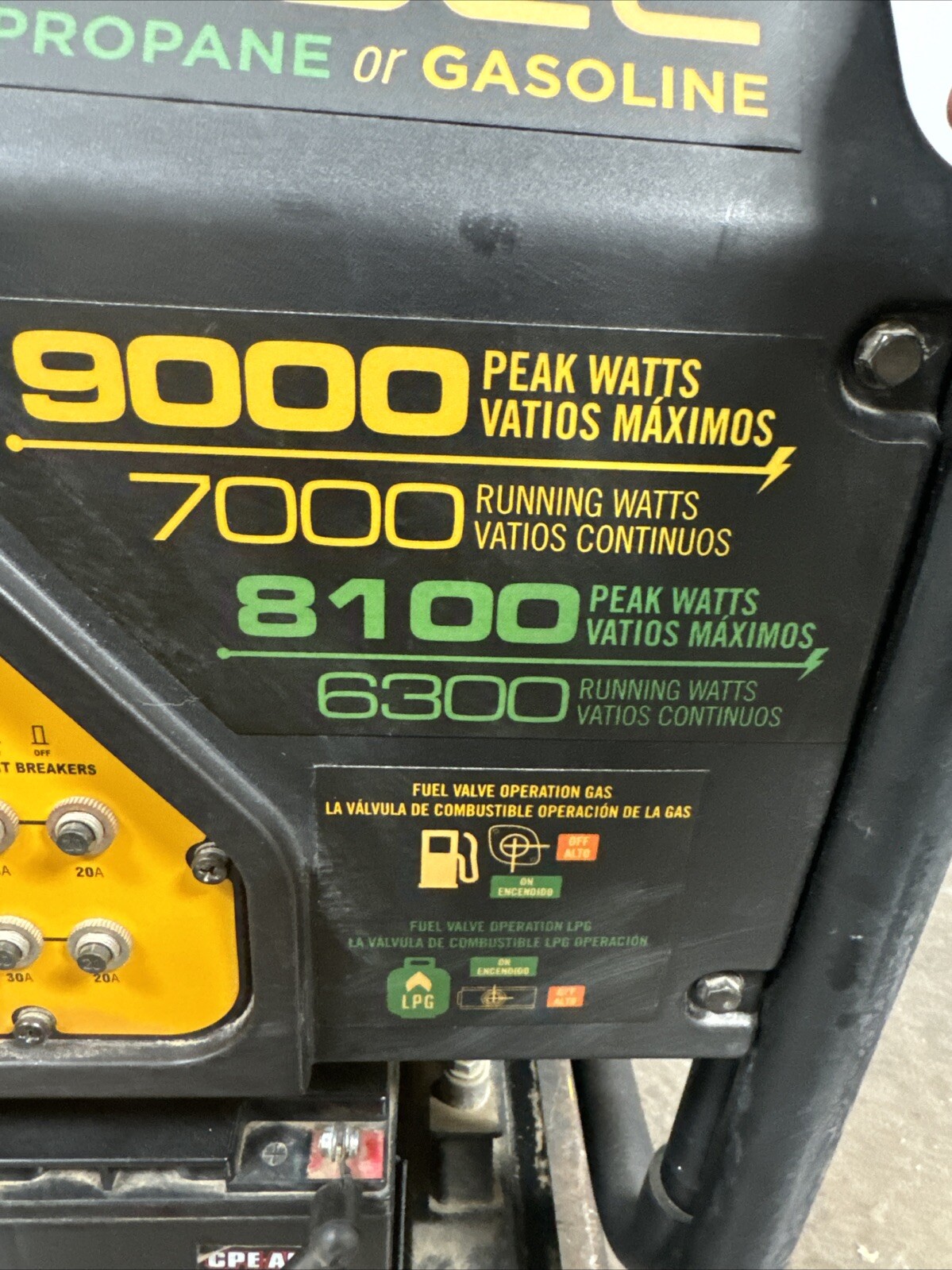 Champion Global Power Equipment 9000 Watt Dual Fuel Portable Generator/Tested