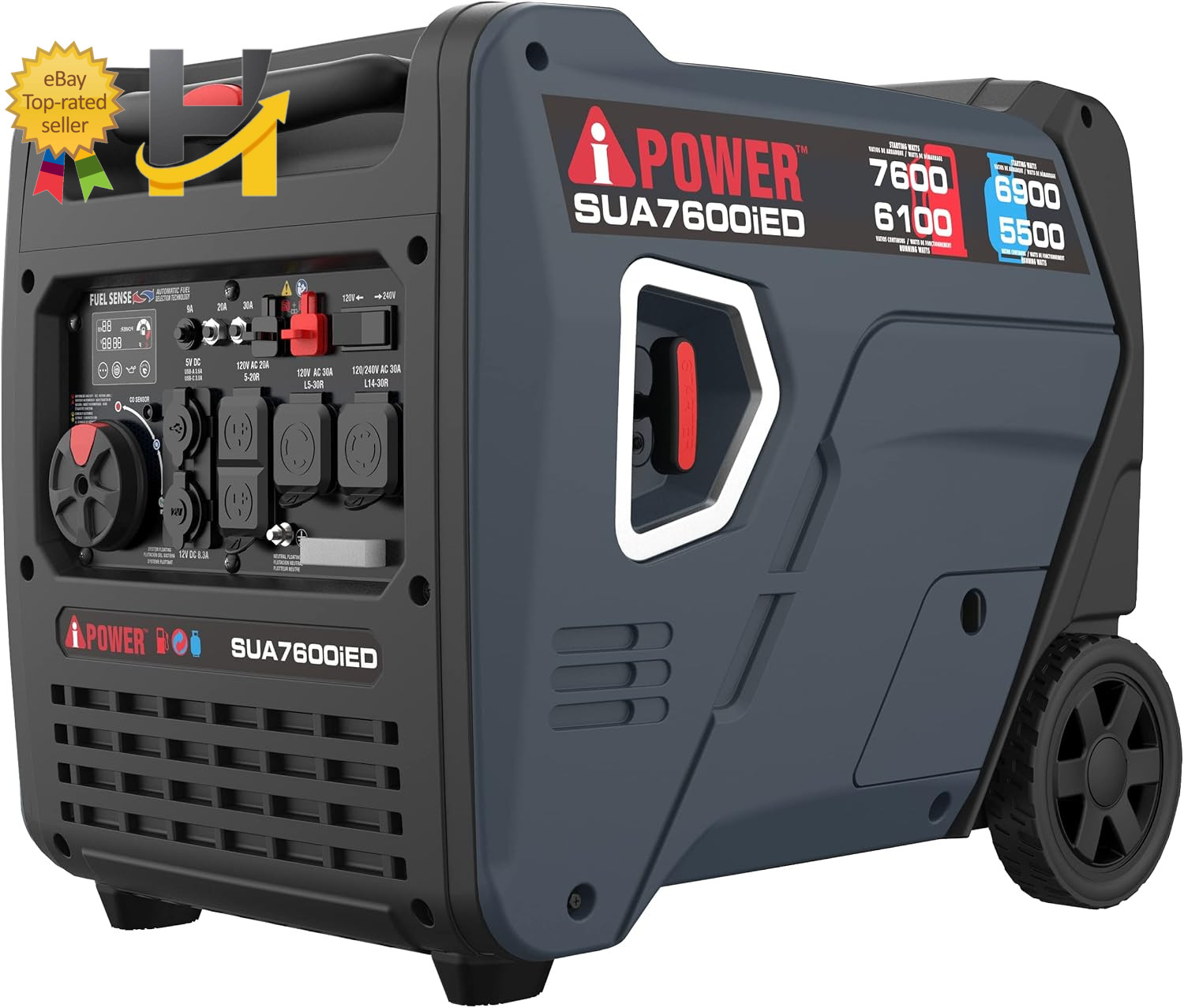 A-iPower 7600W Dual Fuel Inverter Generator Portable Quiet Electric Start RV