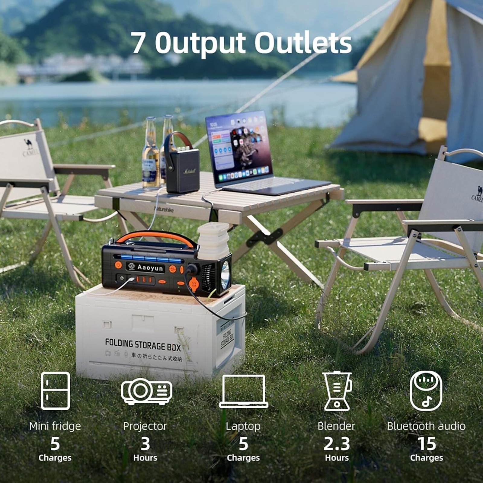 Aaoyun Portable Power Station 300W, 296Wh Battery Back-Up for Outdoor Indoor Use