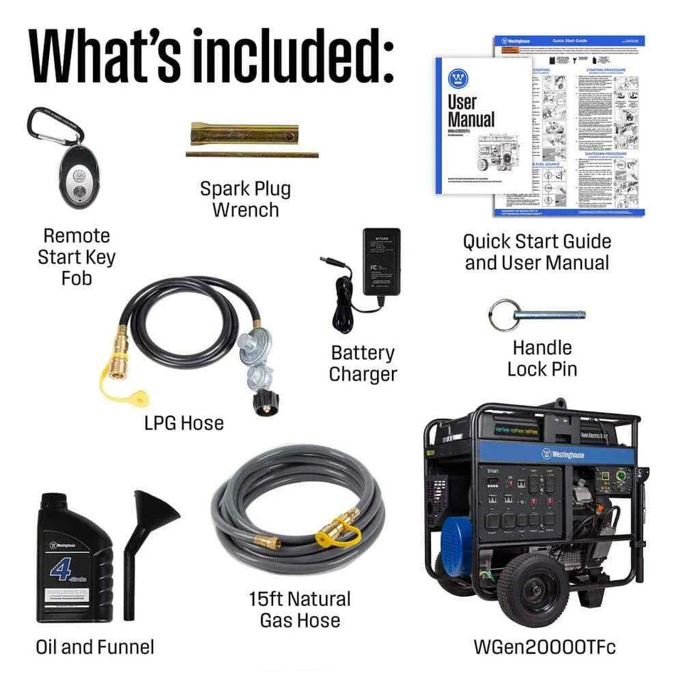 Westinghouse 28,000-W Portable Tri Fuel Gas Generator w/ Remote Start, CO Sensor