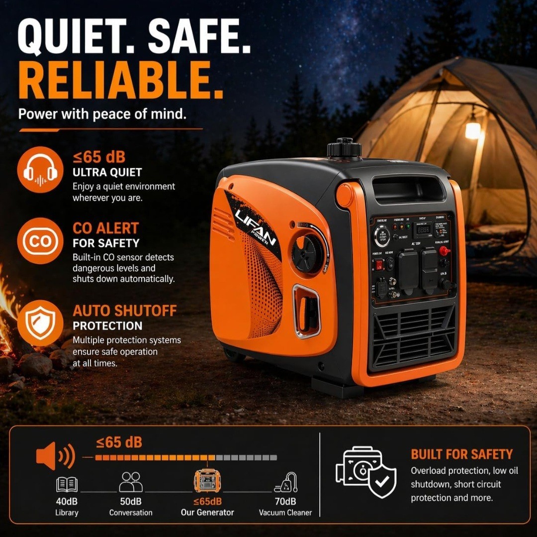 LIFAN 4800W Dual Fuel Portable Inverter Generator – Quiet 64dB, Remote Key Fob S