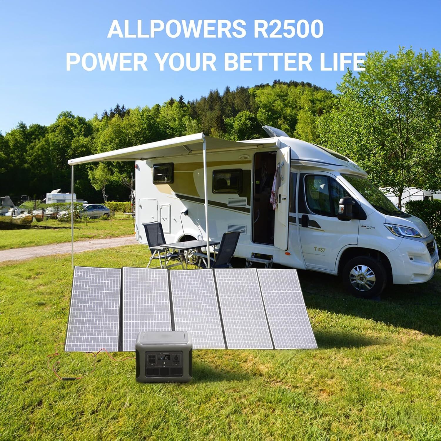 ALLPOWERS 2500W Portable Power Station With 2X Mono Flexible 100W Solar Panels