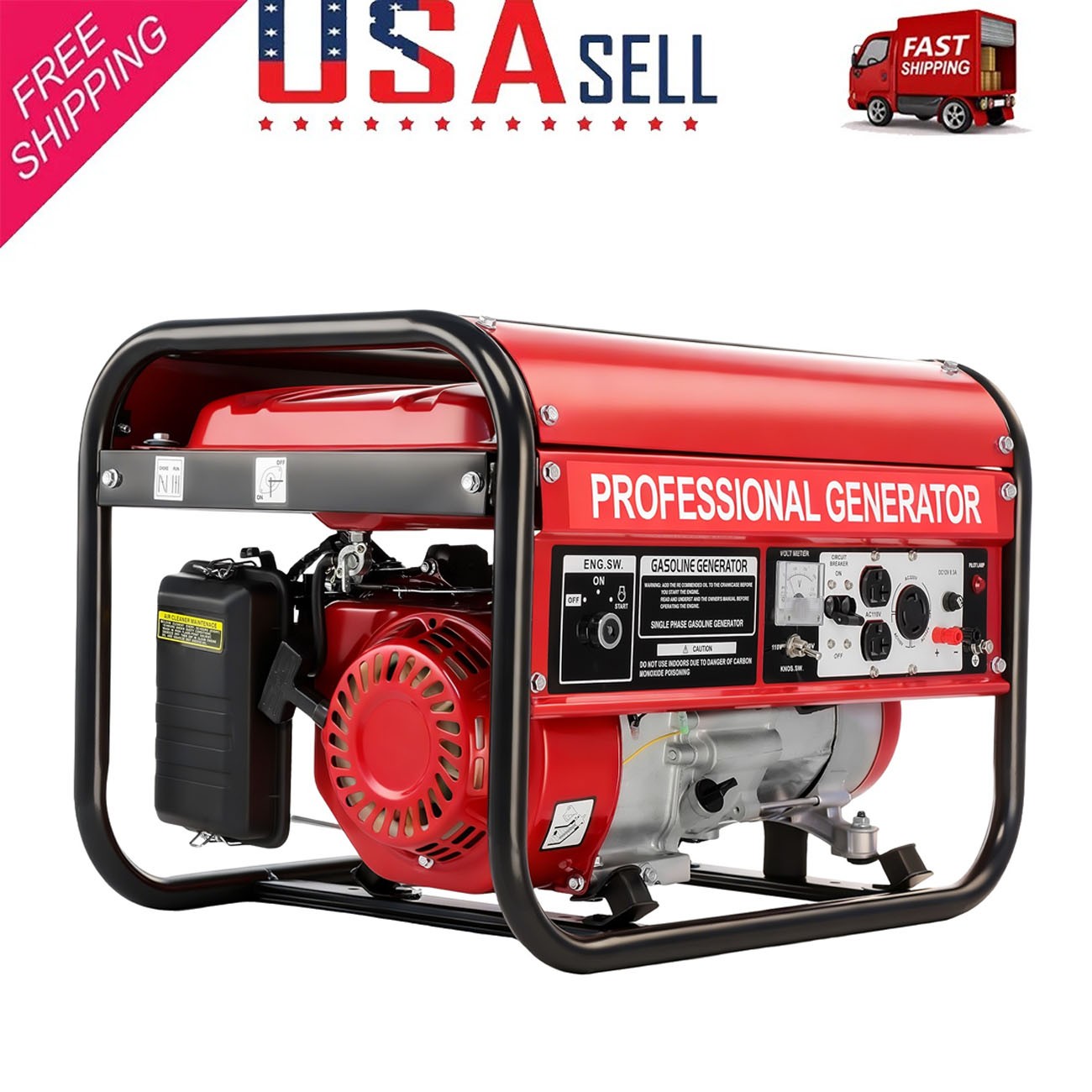 5000W Portable Generator Gas Powered 4 Stroke for Home Backup Construction NEW