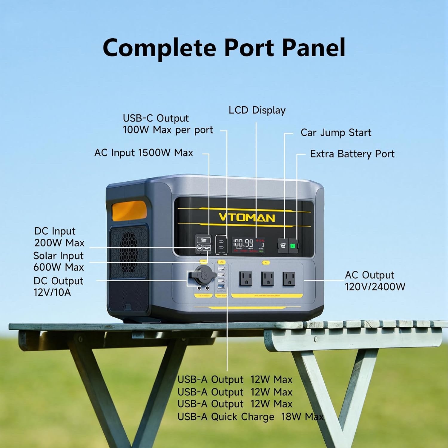 VTOMAN FlashSpeed 2400 Portable Solar Generator Power Station