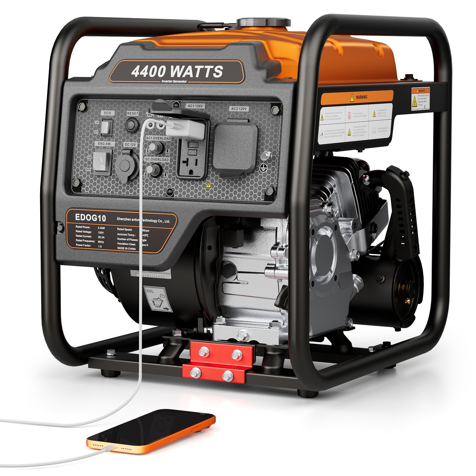 Efurden 4400W Portable Inverter Generator Gas Powered 209CC Engine for Emergency