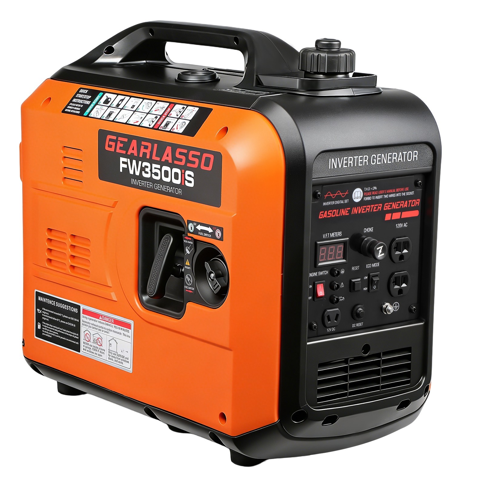 5000W Portable Inverter Generator Gas Powered Quiet for Home Backup Lightweight