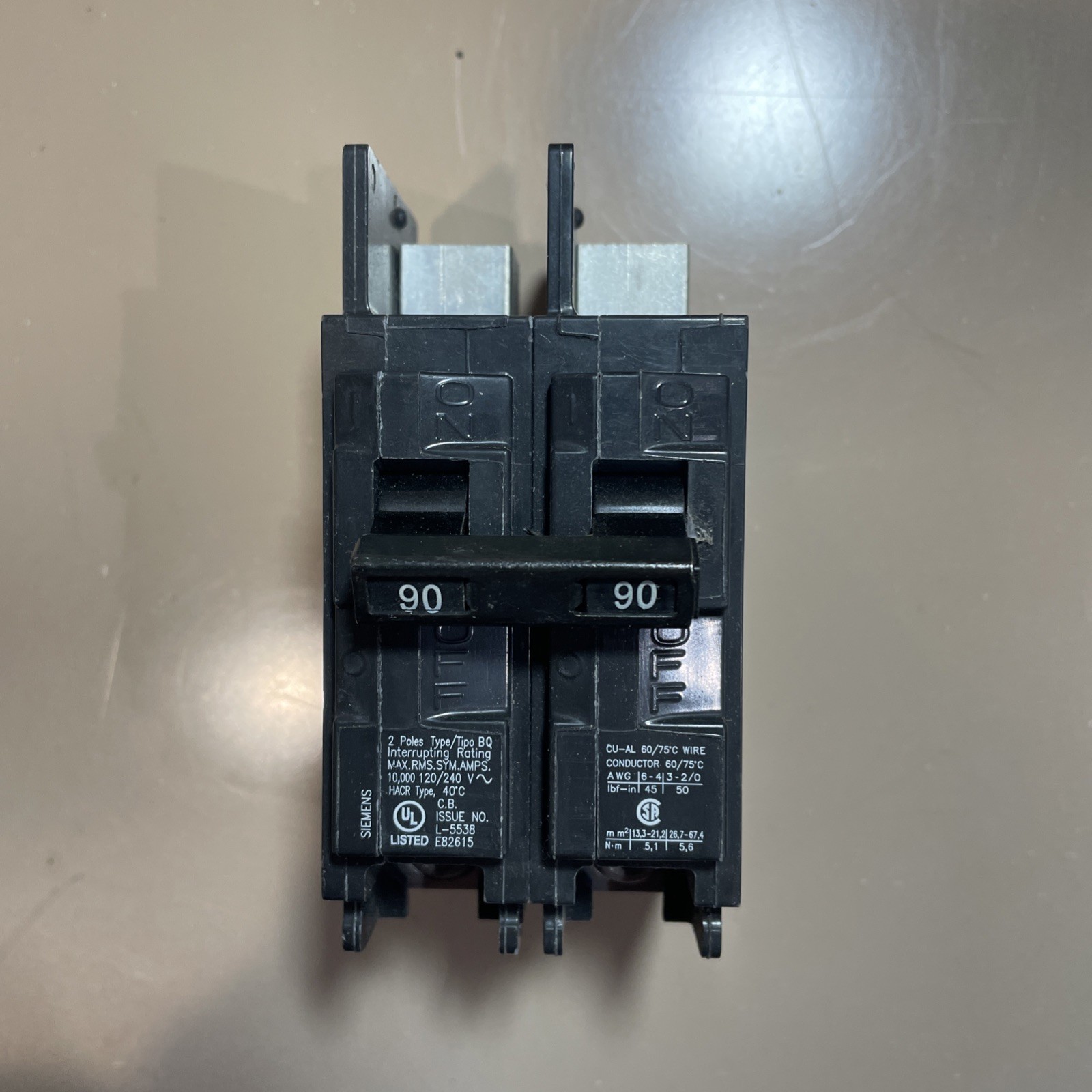 Generac Generator 2Pole Main Circuit Breaker 90 Amp 120/240 Siemens BQ2B090L