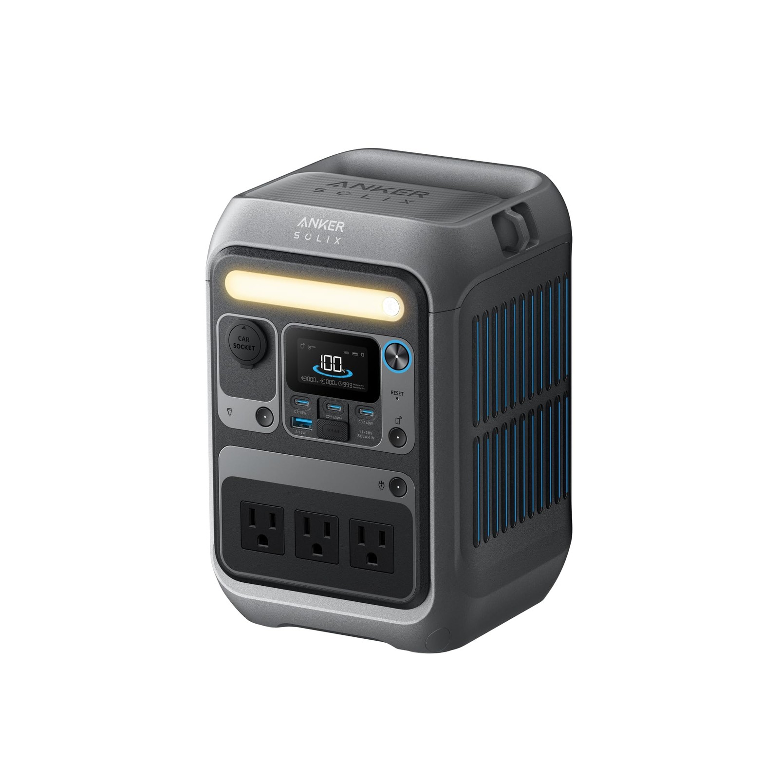 Anker Portable Power Station SOLIX C300, 288Wh LiFePO4 Backup Dark Gray