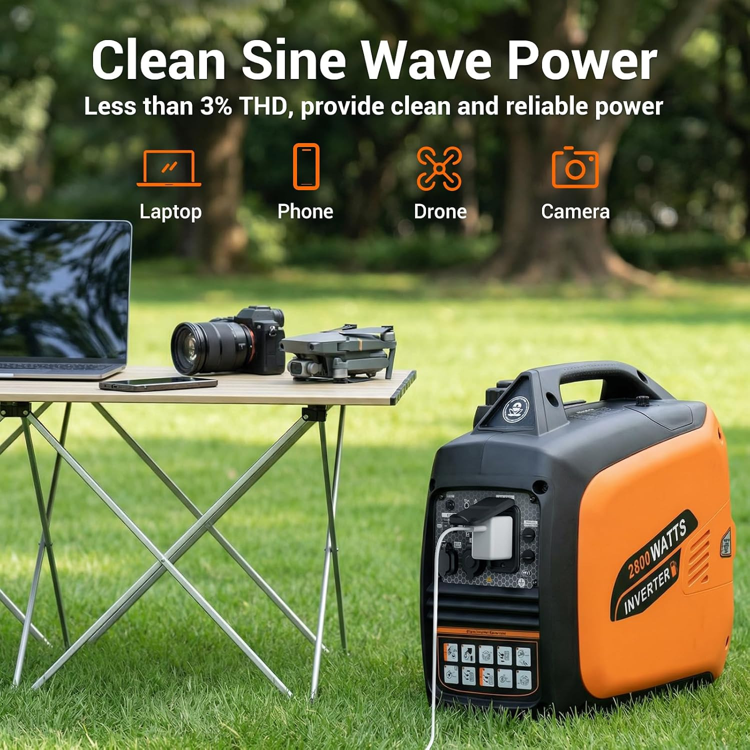 2800-Watts Portable Inverter Generator, Gas Generators for Home Use, Camping, Su
