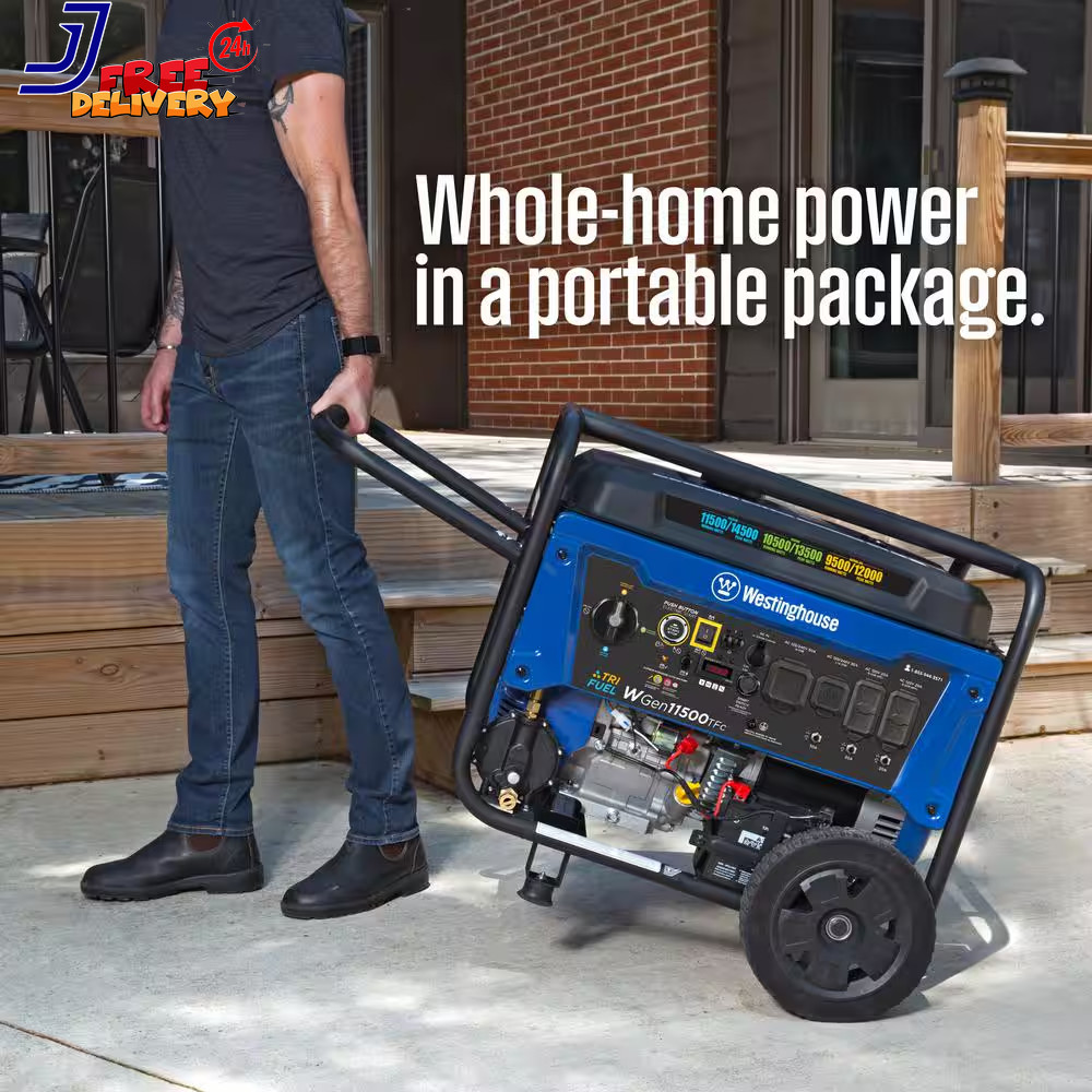 14,500 Watt Tri-Fuel Portable Generator w/Transfer Switch Remote Start CO Sensor