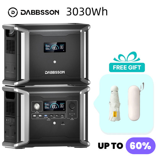 Dabbsson 1200W 3030Wh Power Station LiFePO4 Solar Generator w/ Extra Battery