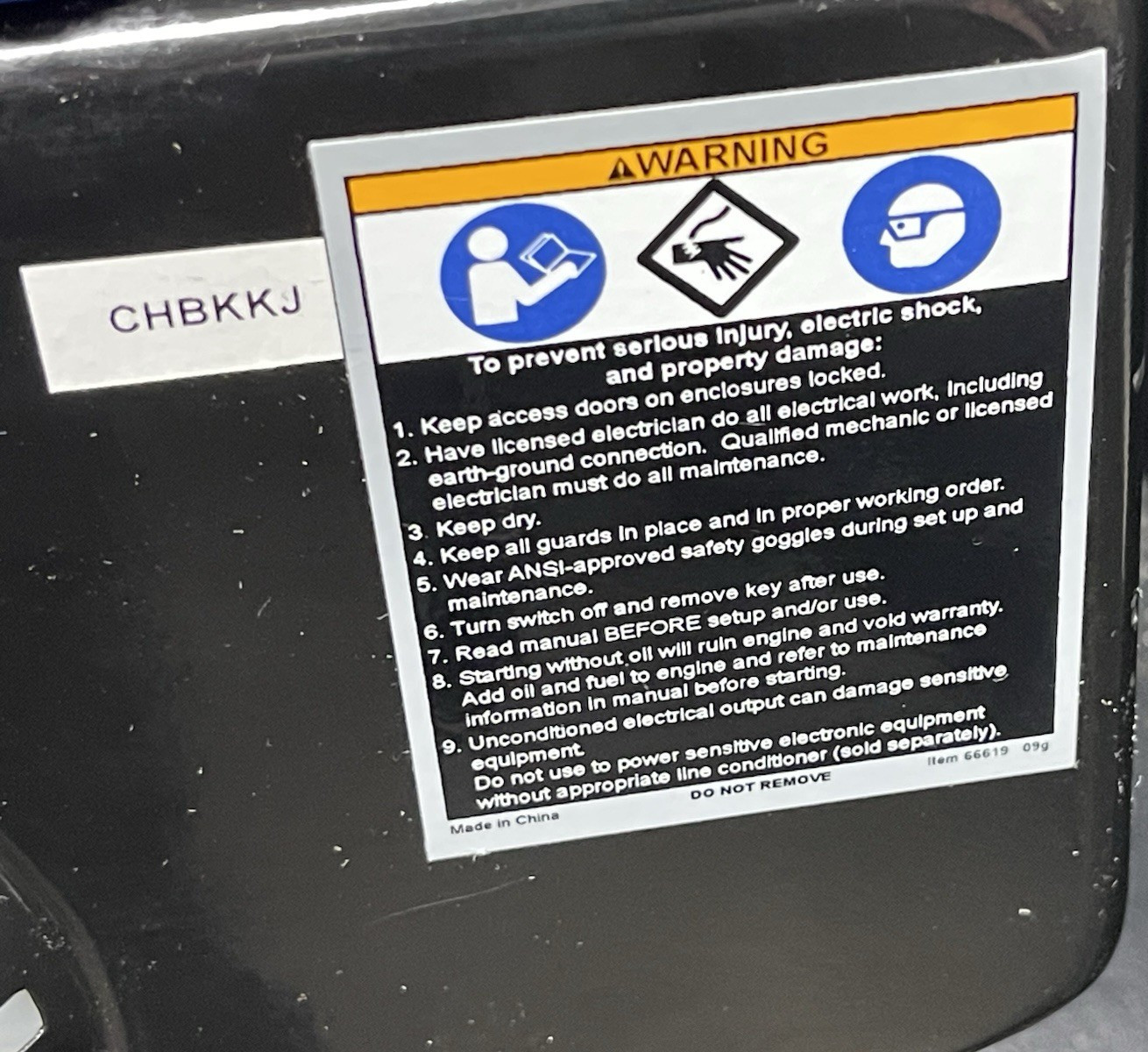 Chicago Electric PORTABLE GENERATOR – 900 Watts/800 Running Watts NEW Open Box