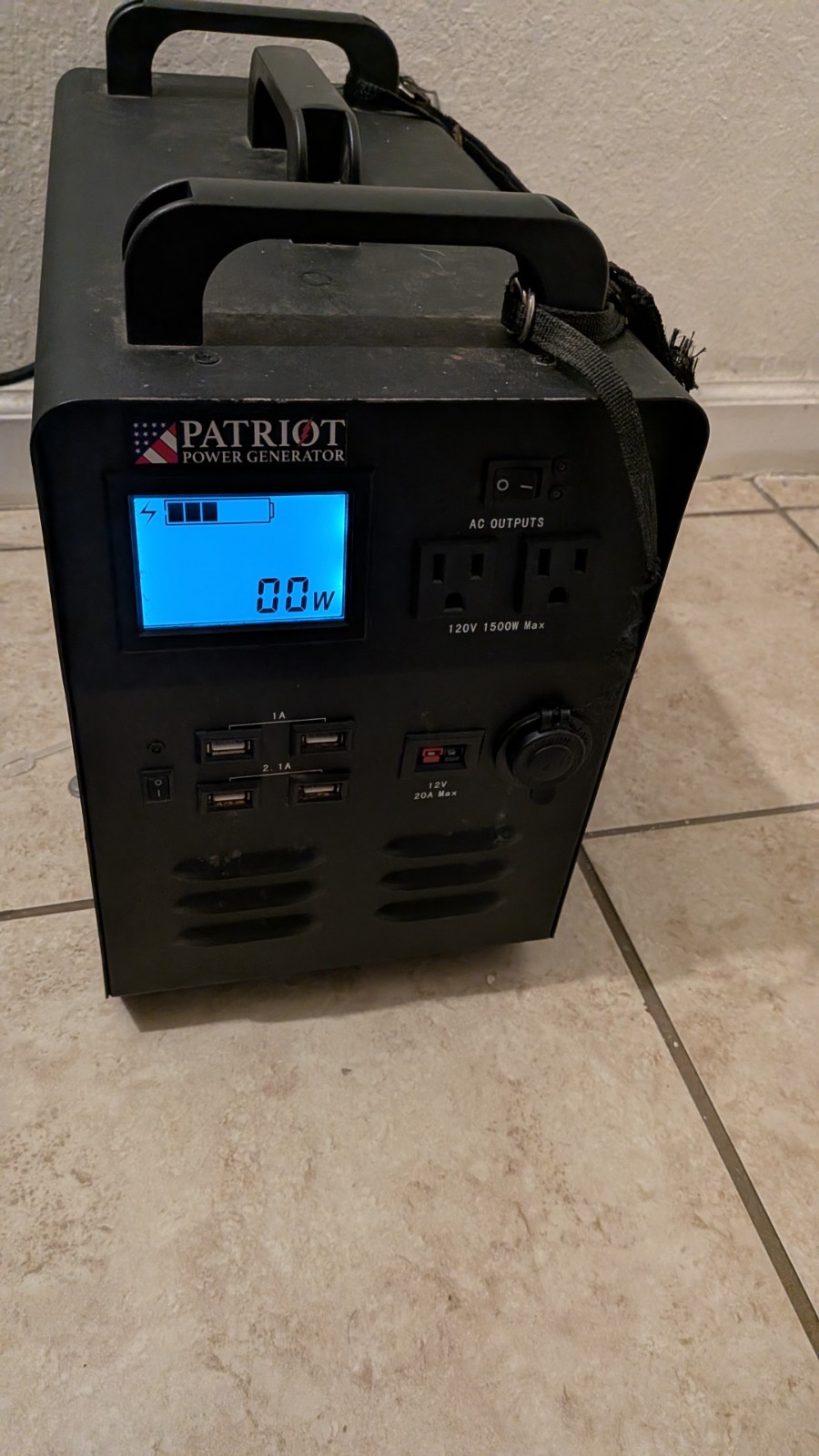 Patriot Power Generator Portable 1500W Max 120V Black AC USB 12V Outputs