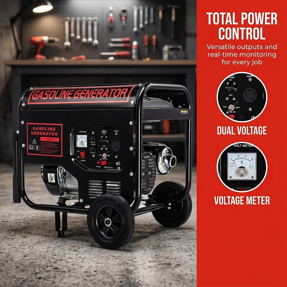 3000W Portable Generator Gas Powered 4 Stroke 215CC for Home Backup Construction