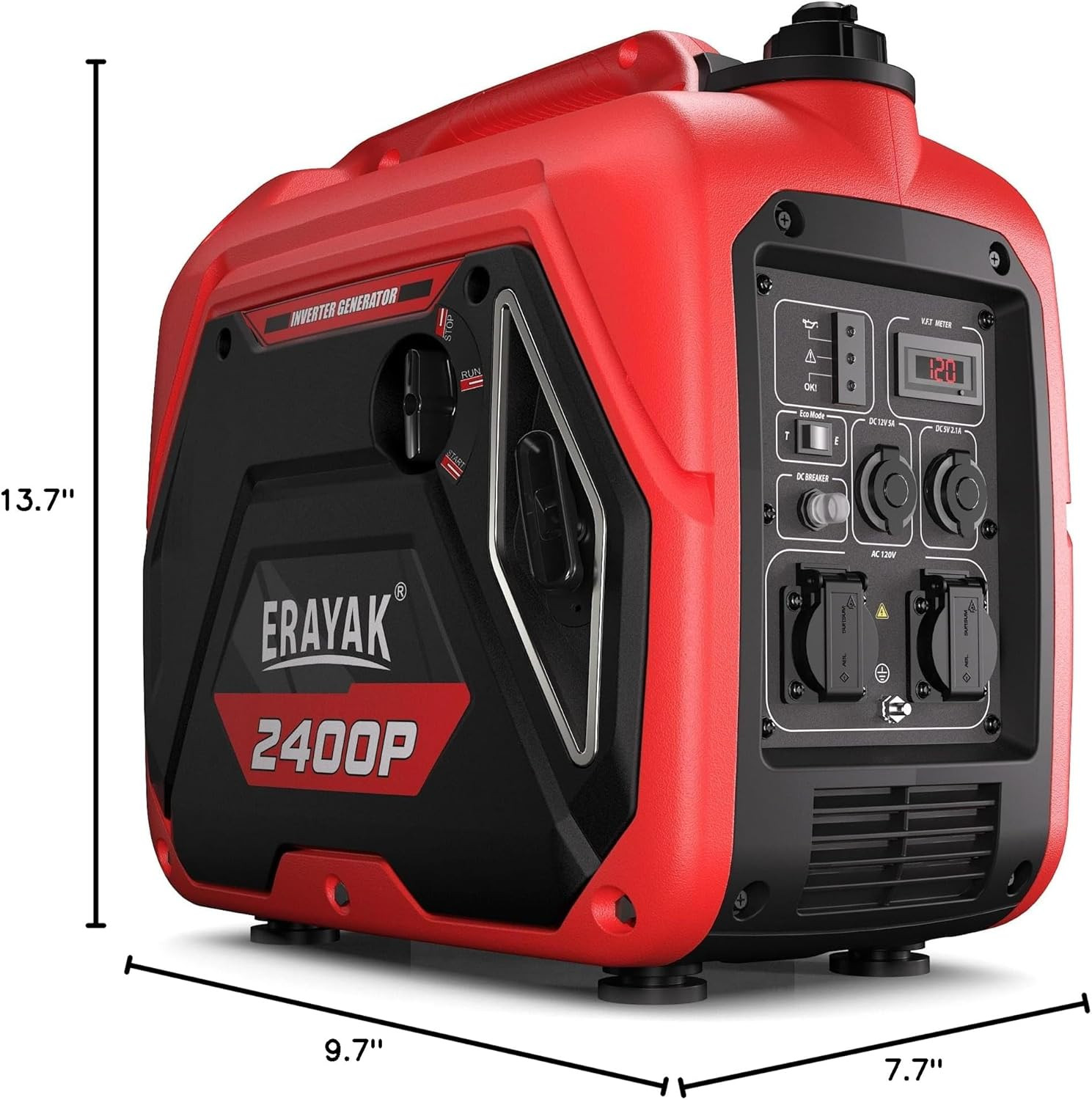 2400W Portable Inverter Generator for Home Use, Super Quiet Small Generator for