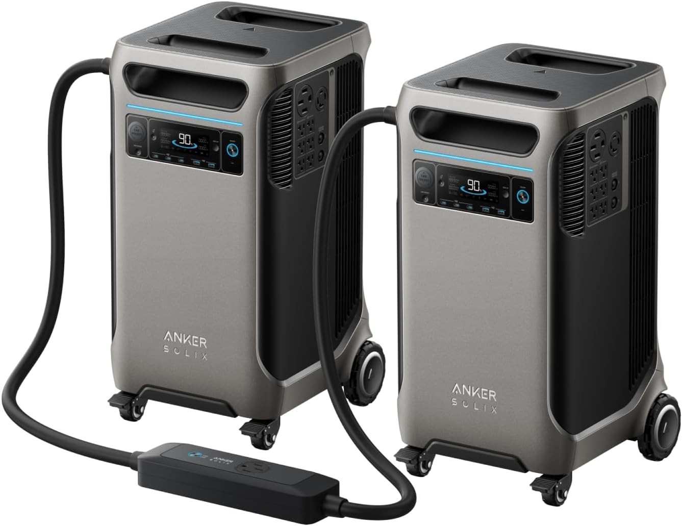 Anker SOLIX F3800 12000W Portable Power Station 2-Pack with Double Power Hub