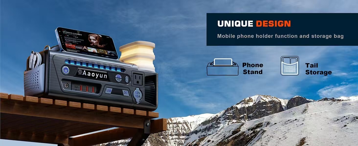 Portable Power Station 300W, 296Wh Battery, Type-C, Flashlight, Solar Charging