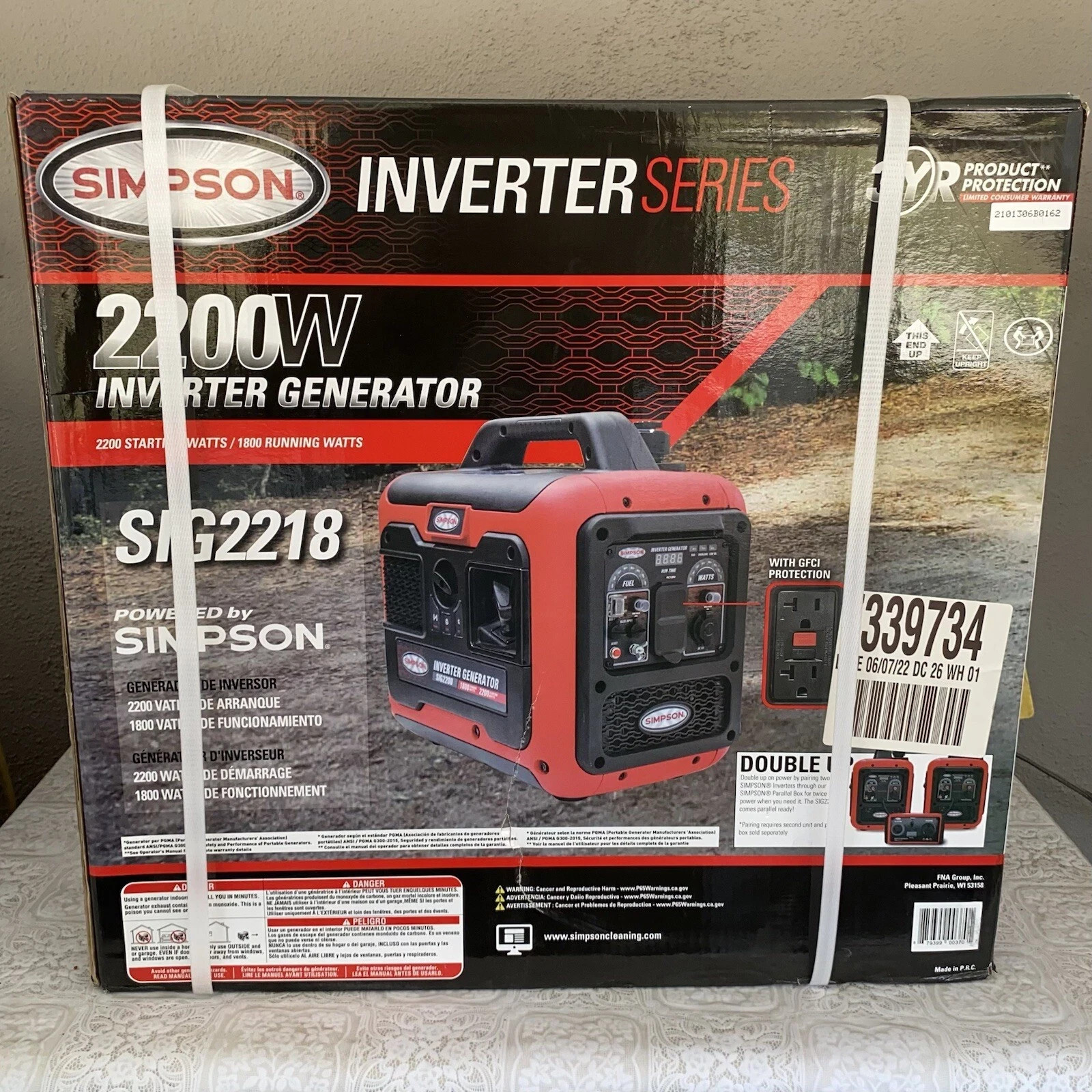 Simpson Cleaning SIG2218 1,800 Watt Portable Inverter Generator with LED Display