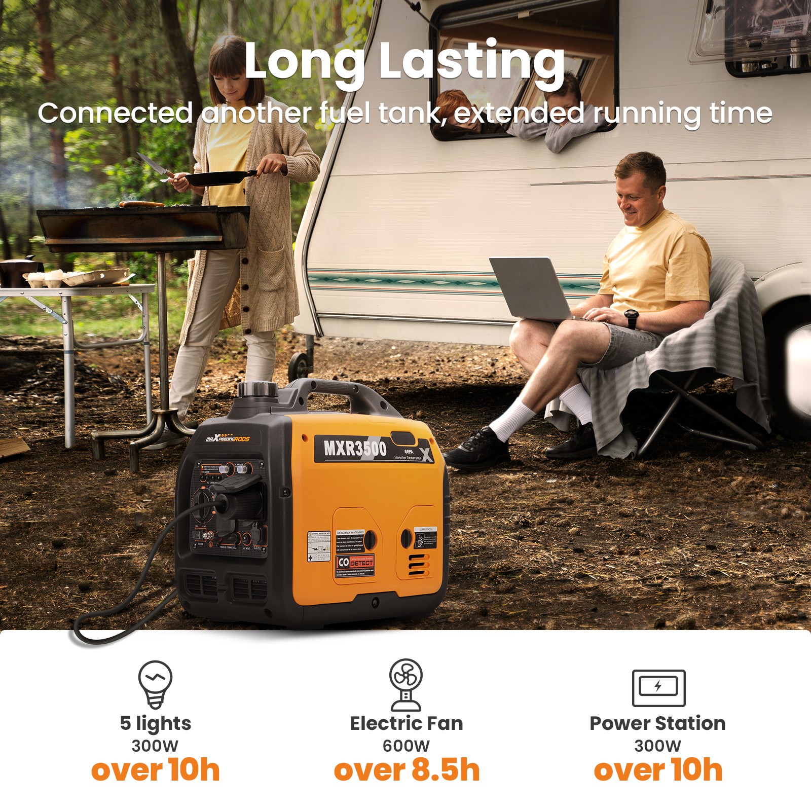 3500 Watt Portable Gasoline Inverter Generator Super Quiet Fuel Tank Capacity 4L
