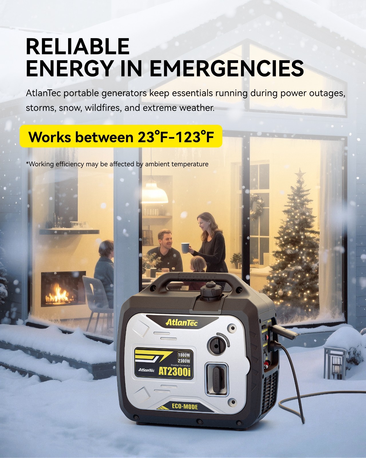 2300W Portable Inverter Generator, Ideal for RV Camping