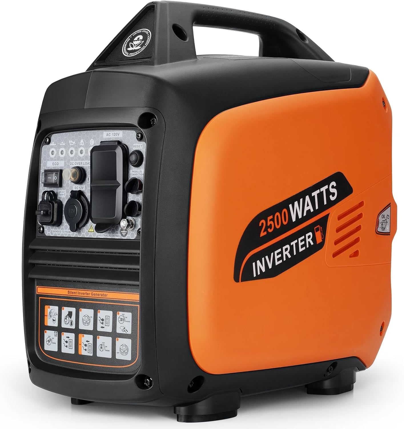 Efurden 2500W Portable Inverter Generator Gas Powered Generator Quiet Parallel