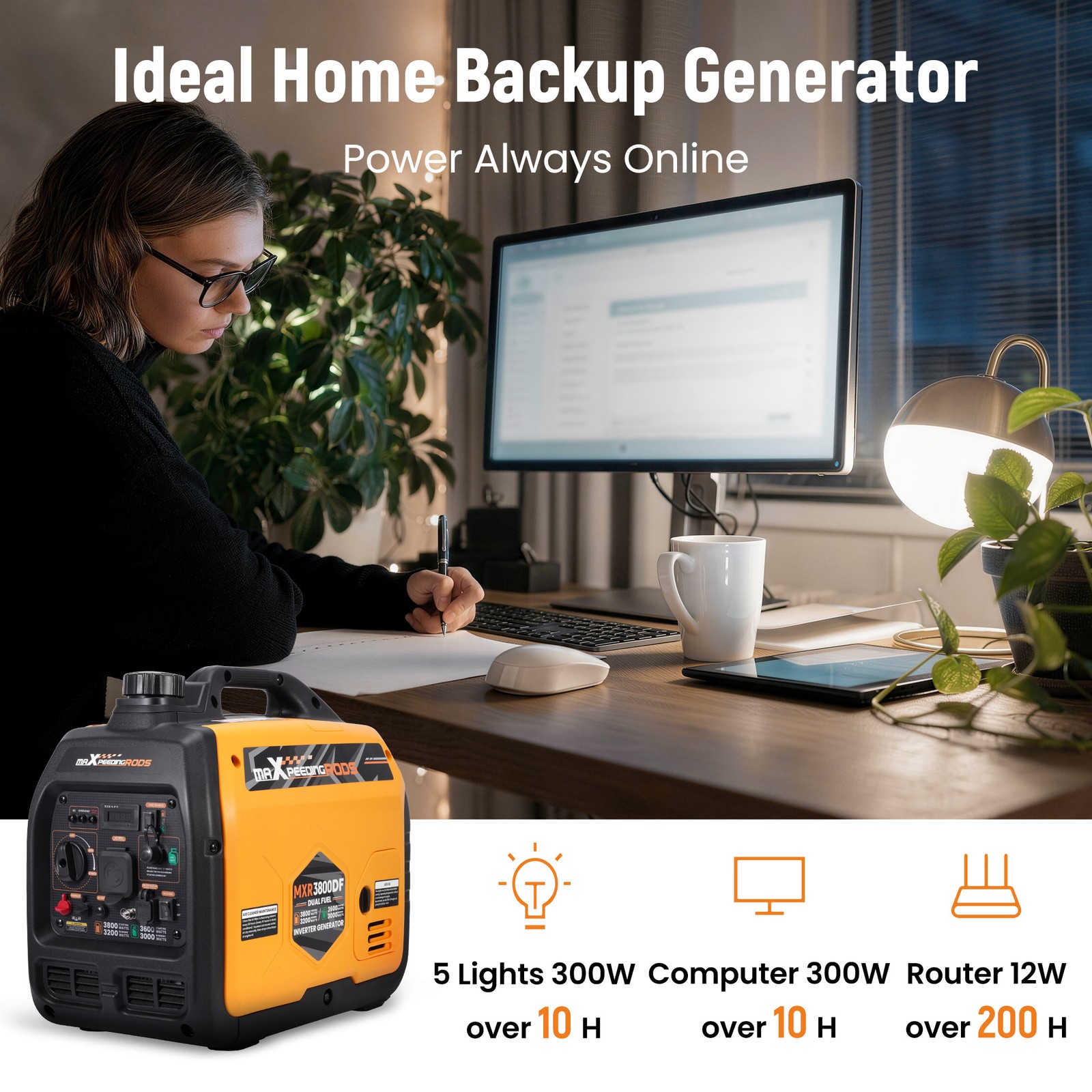 3800W Dual Fuel Inverter Generator Pure Sine Wave Safe for Laptops and Phones