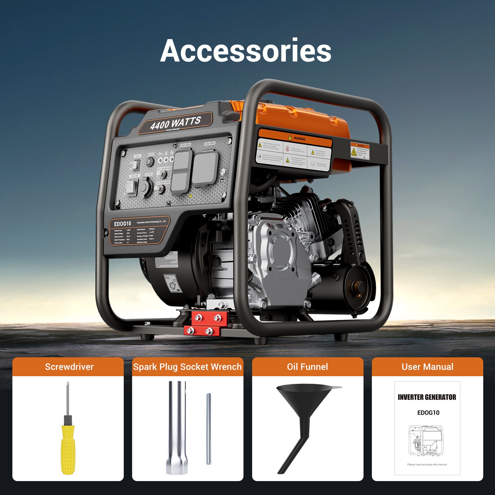 Portable Inverter Generator 4000Watt, Gas Powered Generator for Emergency Home