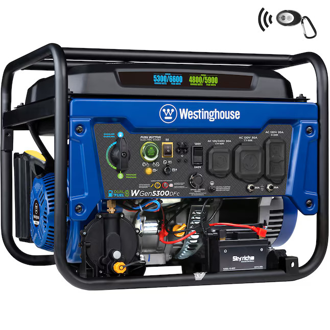 Westinghouse WGen5300DFc Remote Electric Start 6600 Starting / 5300 Running Watt
