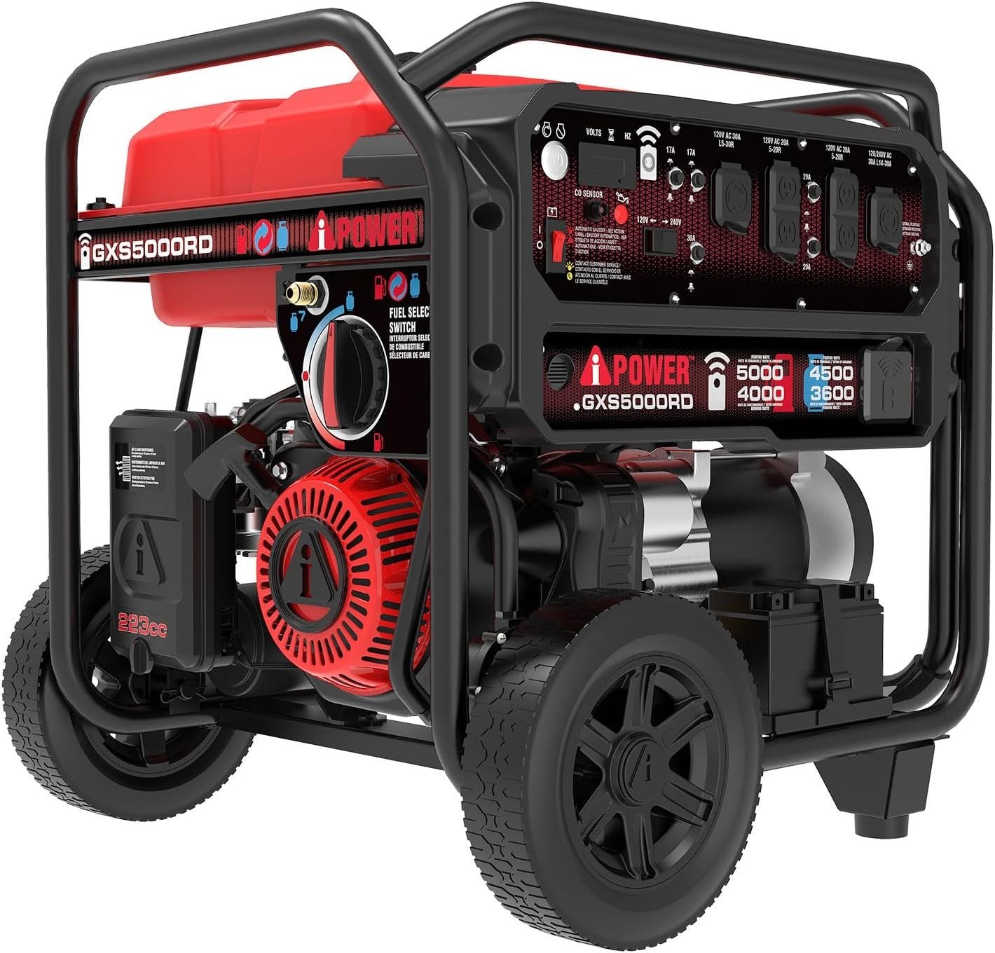 A-iPower GXS5000RD Remote Dual Fuel Portable Generator