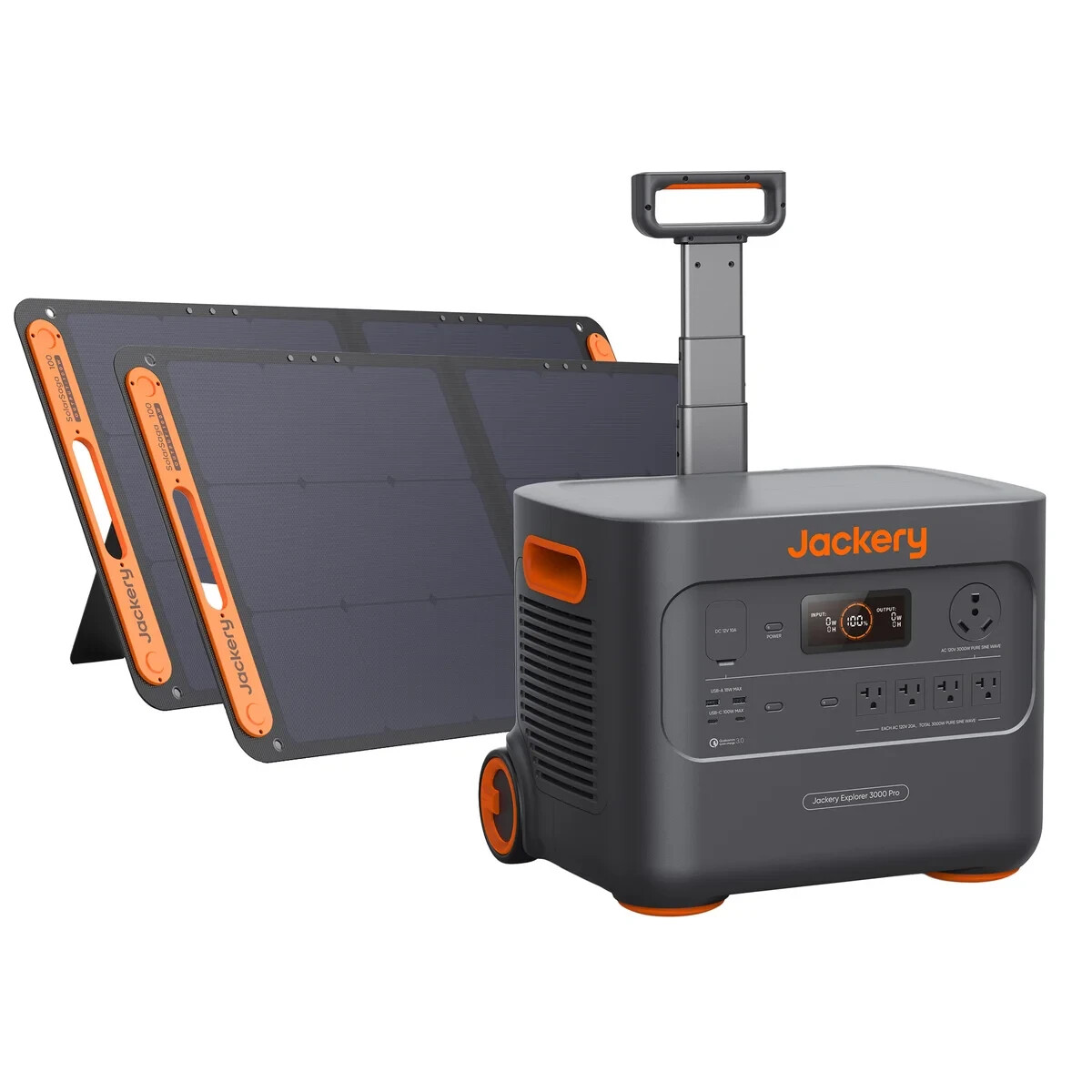 JACKERY POWER STATION EXPLORER 3000 PRO SOLAR GENERATOR PORTABLE 2 SOLAR PANELS