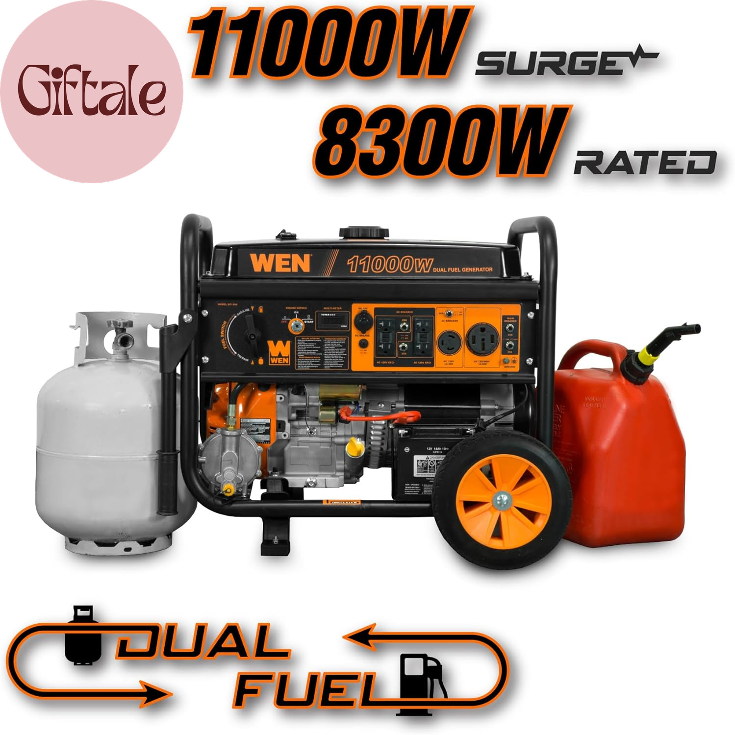 11,000-Watt 120V/240V Dual Fuel Portable Generator with Wheel Kit and Electric S